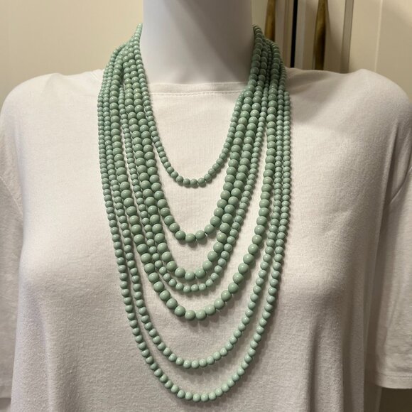 Mint Green Multi-Strand Beaded Statement Necklace (Very Pretty) - Picture 1 of 3